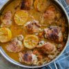 Oven braised chicken thighs with lemons and capers