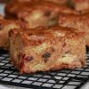 Fresh fruit cake squares with fruit destined for the compost