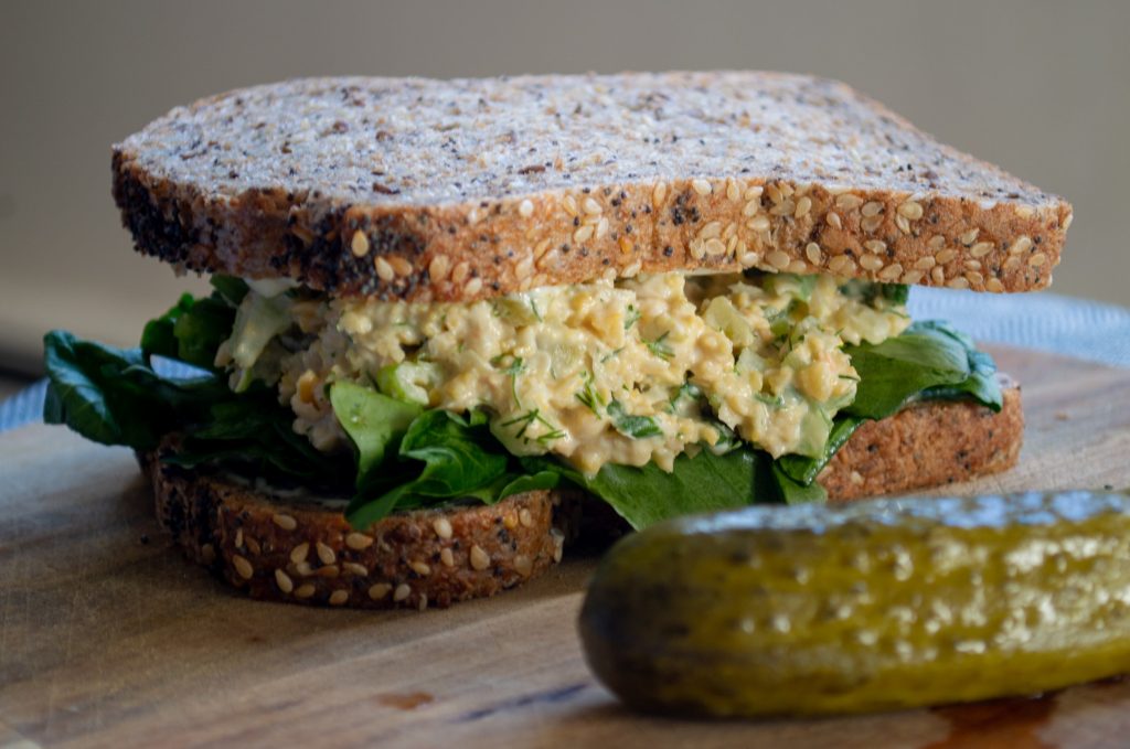 smashed chickpea and watercress sandwich