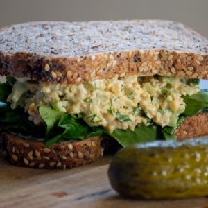 smashed chickpea and watercress sandwich