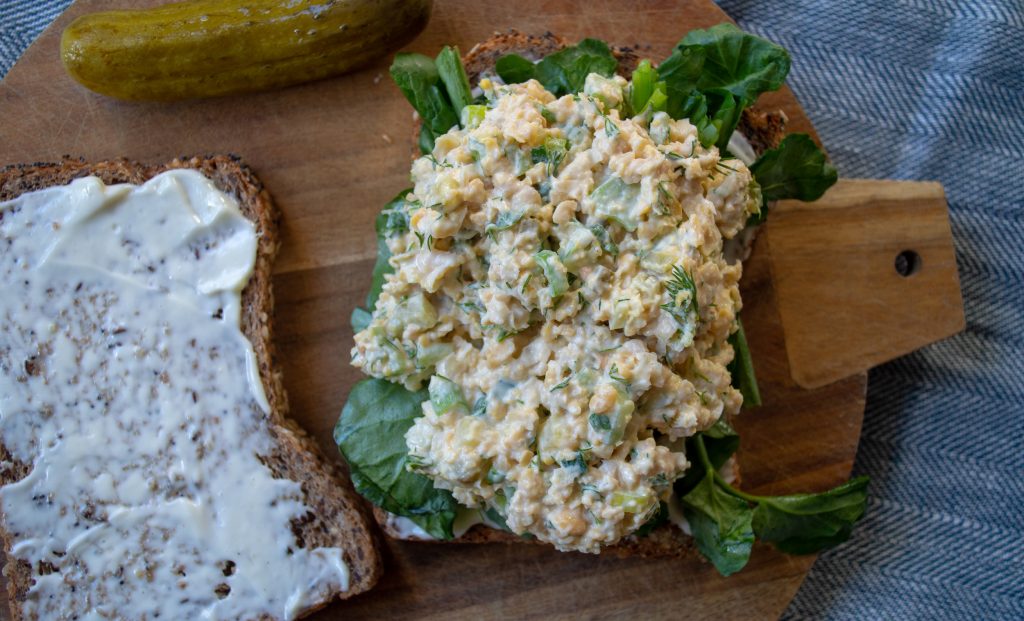 smashed chickpea and watercress sandwich