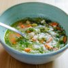 a big bowl of hearty spring minestrone soup