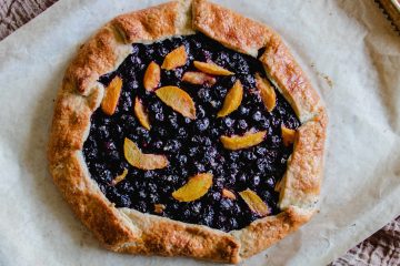 A beautiful rustic galette made with blueberries and peaches
