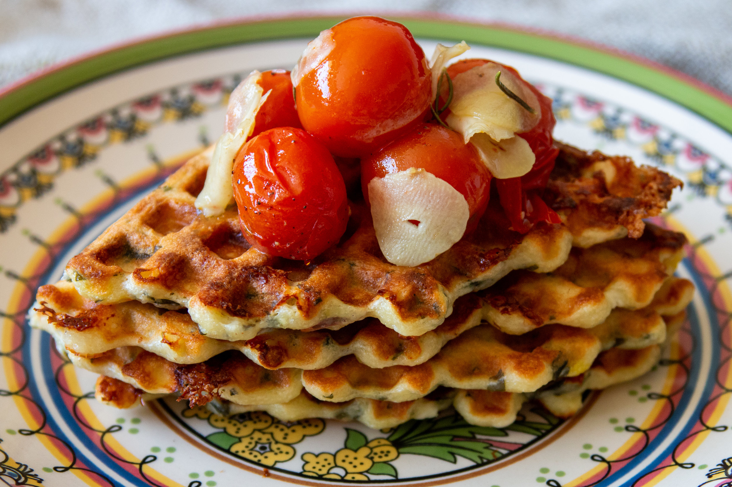  Savoury Waffles With Cherry Tomatoes 