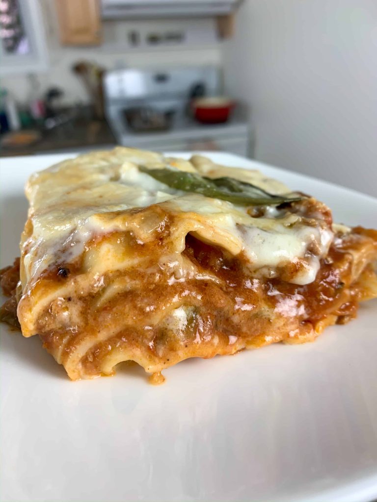 a piece of turkey lasagna