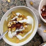 rutabaga soup with bacon and pumpkin seeds