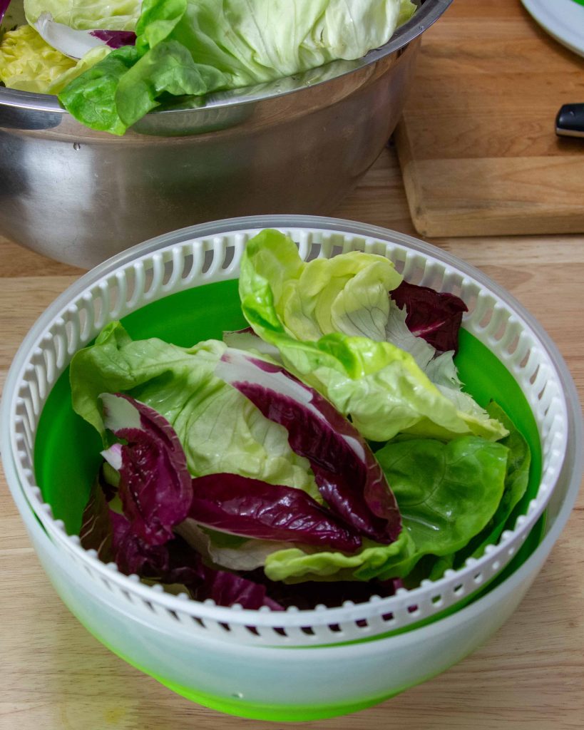 beautiful lettuce in a salad spinner.