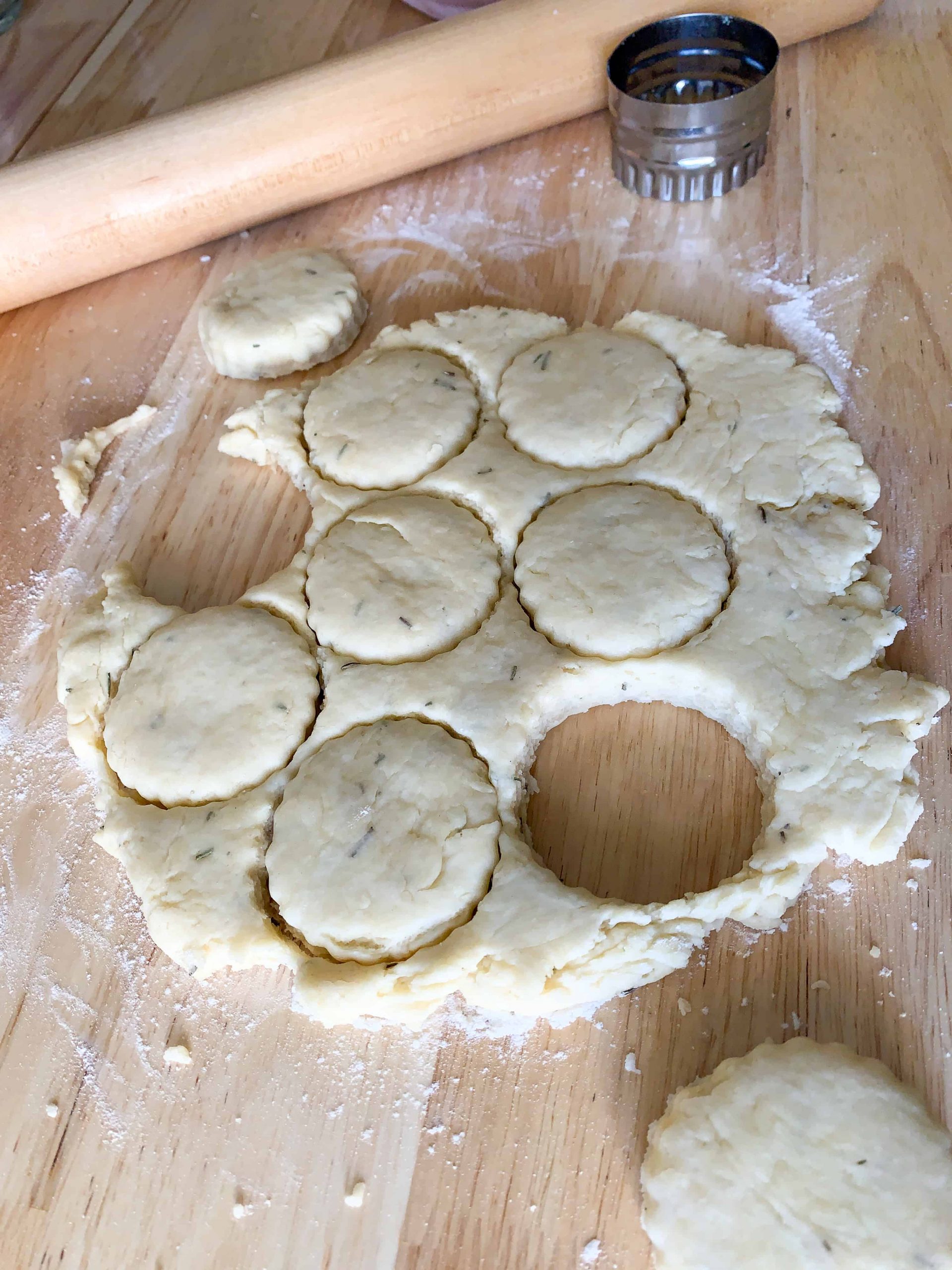 cutting out the biscuits.