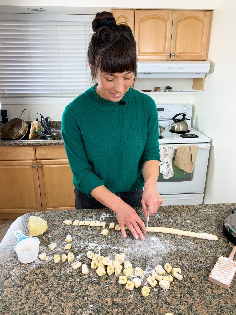 Paula making homemade gnocchi from scratch.