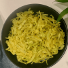 Curried cabbage on a blue plate