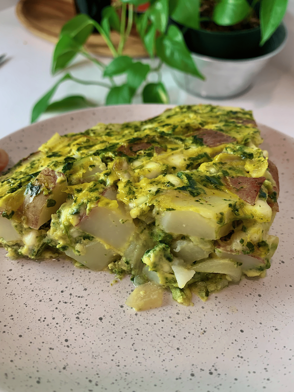 A hearty portion of cottage cheese frittata on a plate.