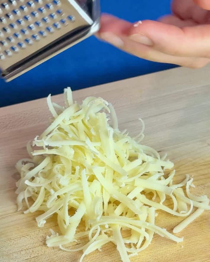 A pile of freshly grated cheese.