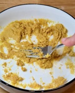 mashing butter with nutritional yeast and miso to create a pasta sauce.