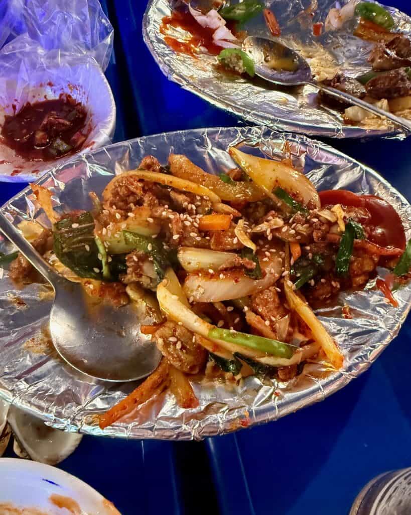 Cartilage dish in a pojangmacha.