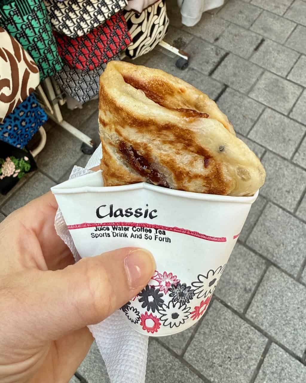 Hotteok pancake at Namdaemun Market.