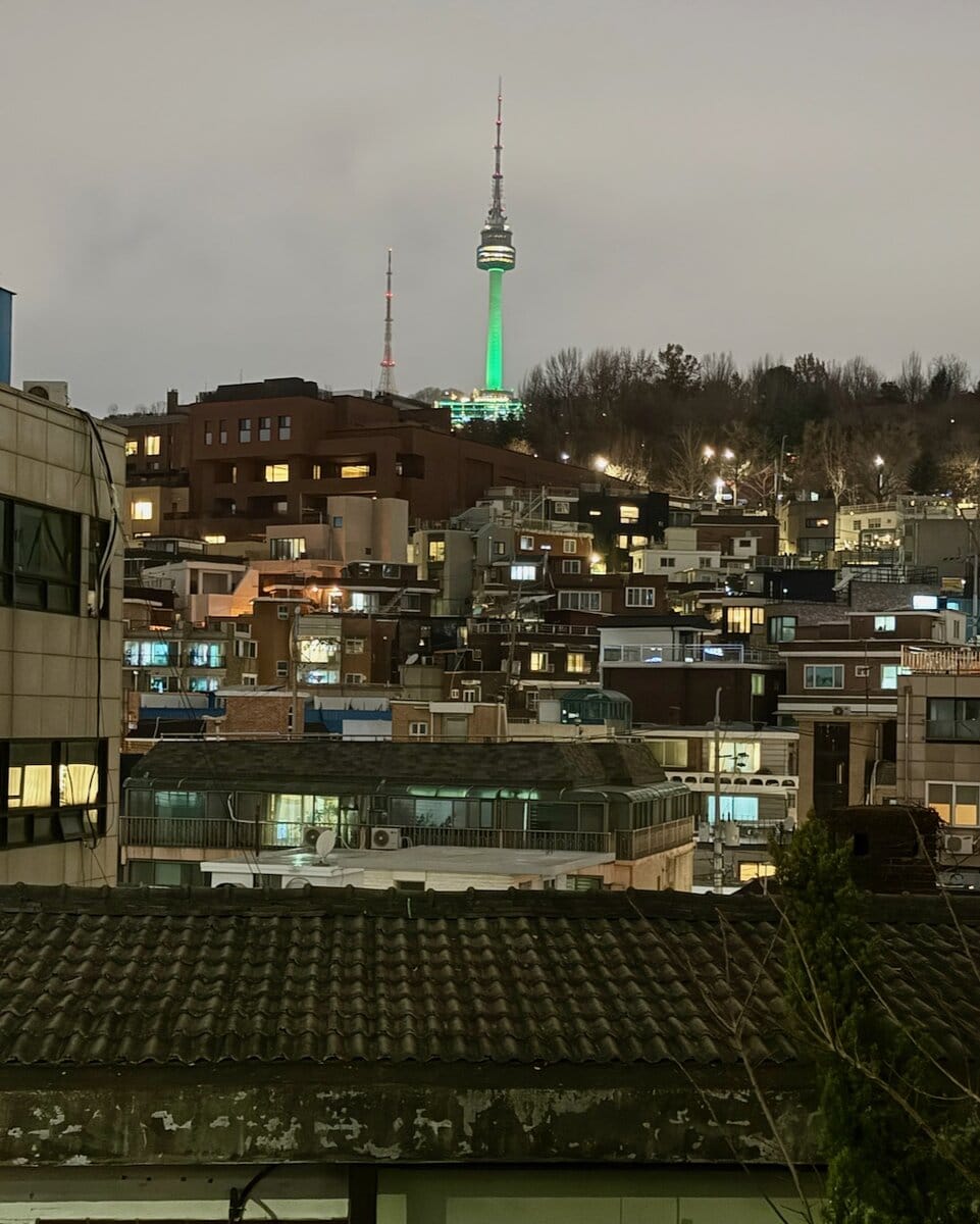 The view of Seoul tower from Itaewon.